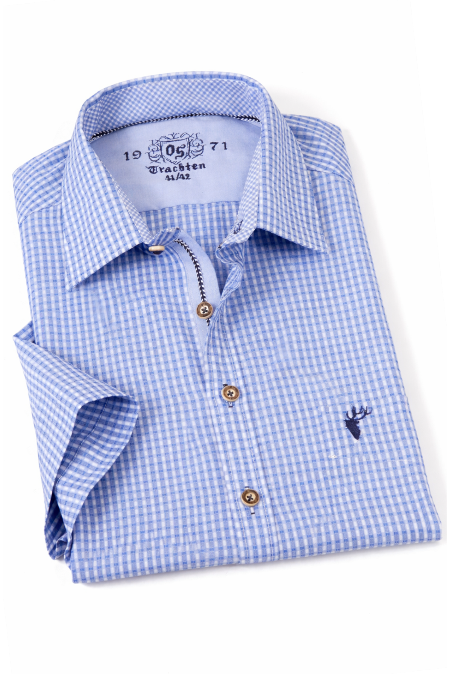 Trachtenhemd Kurzarm von OS Trachten in Blau